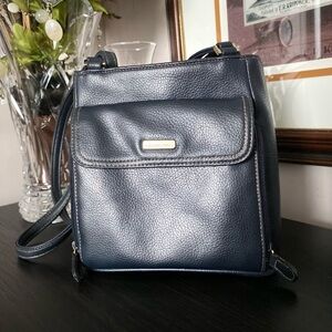 Elegant Navy Leather Handbag by Liz Claiborne
